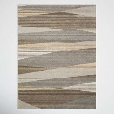 Ayeln Abstract Hand-Tufted Wool Dark Brown/Beige/Gray Rug