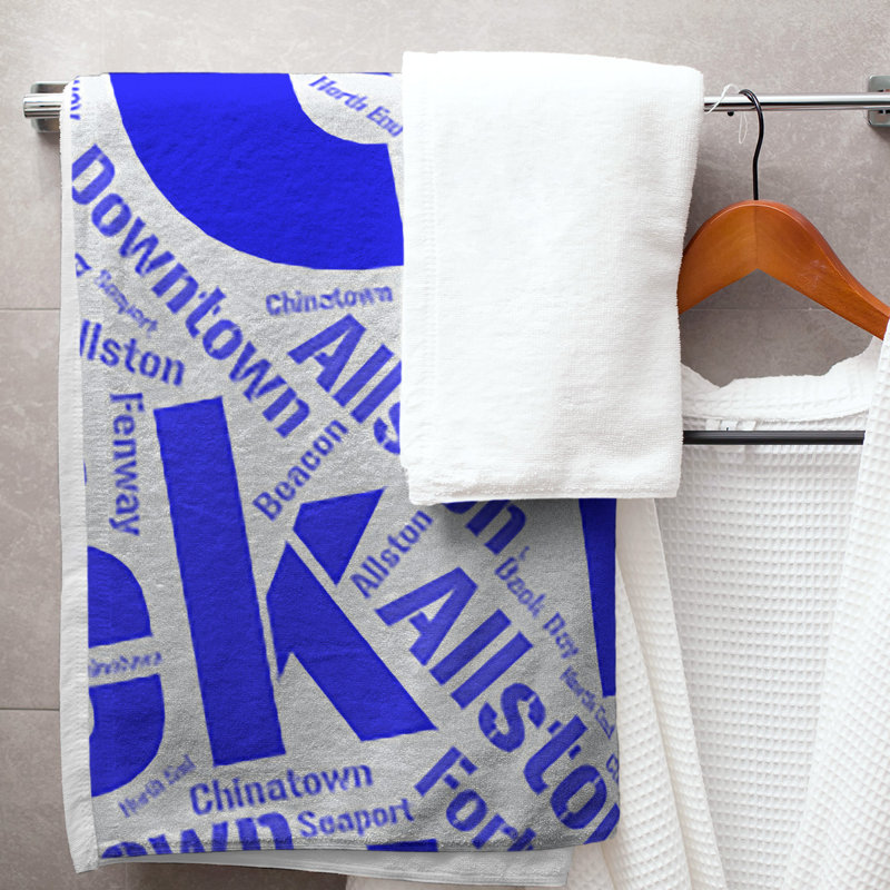 Bath Towel, Blue, Poly/Cotton, Boston