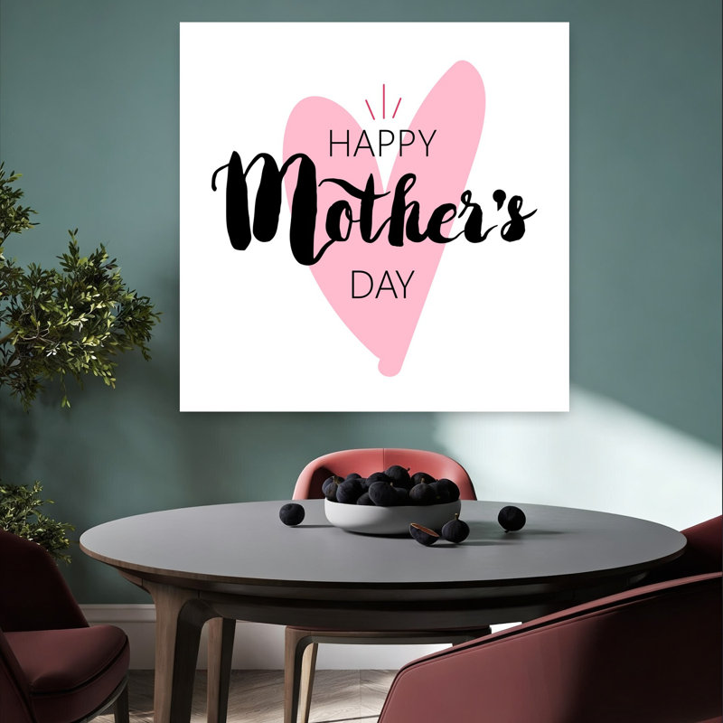 «Happy Mother & # 039; S Day Heart Elegant Abstract», art mural contemporain, 36" H x 36" W