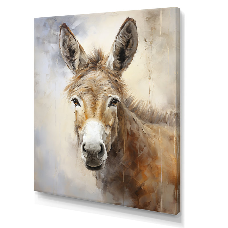 Soph sophistiqué Donkey Portrait II - Donkey, reproduction d'art sur toile encadrée, H 32 po x l 24 po x P 1 po, Toile tendue