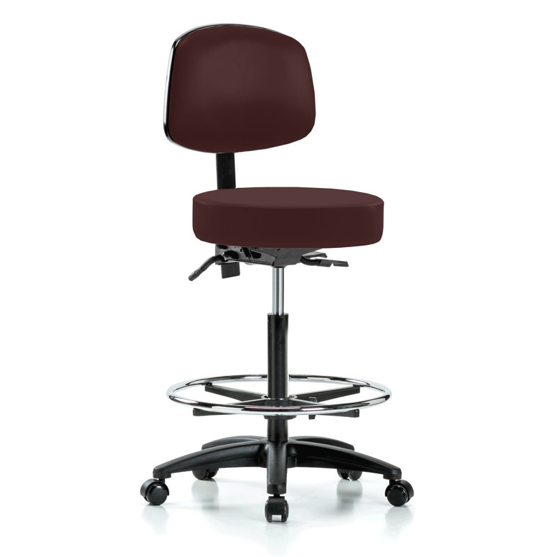 Tabouret de médecin à hauteur ajustable avec dossier et repose-pieds Gustav PERCH Walter | Hauteur du banc élevé: 25 à 35 po