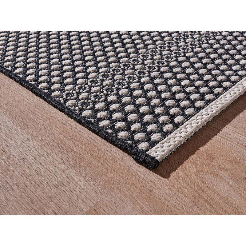 Flachgewebe-Teppich Kocher in Schwarz, Square 200cm