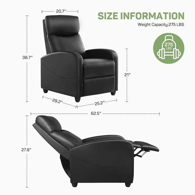 Faux Leather Massage Chair Home Theater Seat with Massage Function, Compact Sofa Chairs