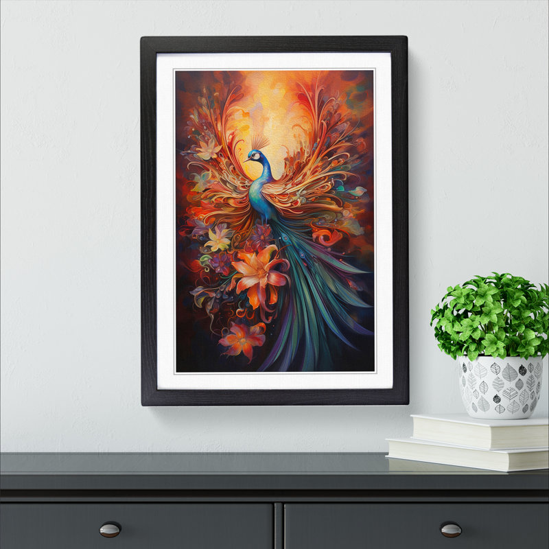Bird of Paradise Expressionism - Framed Print, 46cm H x 34cm W x 2cm D, Black Framed