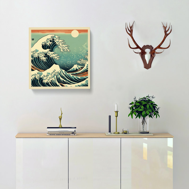 Japanese Wave Art Deco - Wrapped Canvas