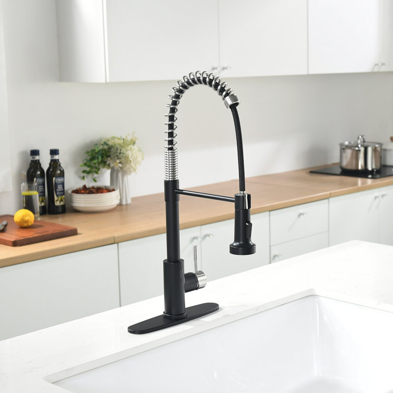 Robinet de cuisine rétractable sans contact GAweza, Nlckel / noir