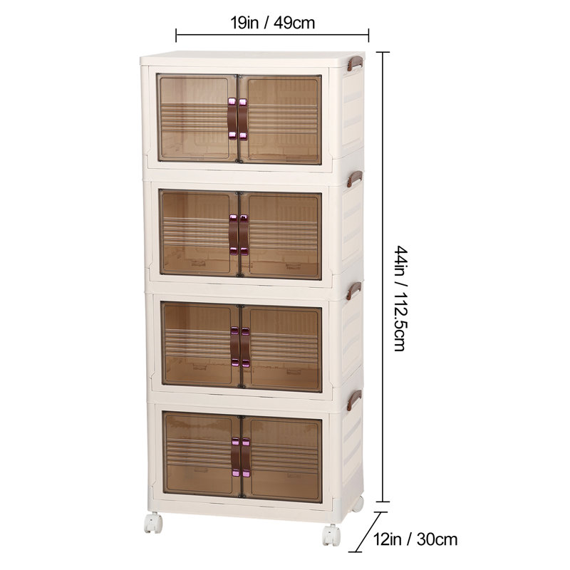 Closet Organizers, Storage Box with Lids 4-Layer,Stackable Storage Bins with Wheels
