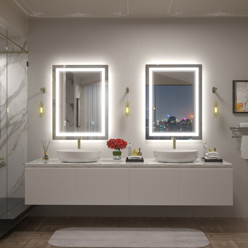  Wayfair Basics® UL Certified Front & Back LED Anti-Fog Tempered Glass Bathroom/Vanity Mirror , 32" x 24"