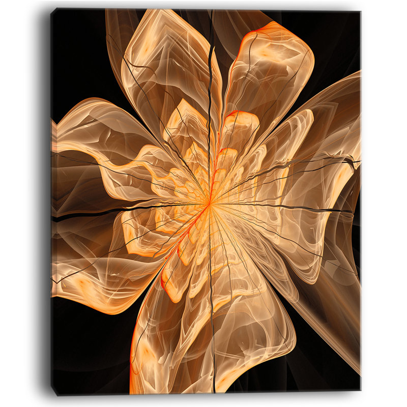 Fleur orange symétrique, impression sur toile tendue, H 40 po x l 30 po x P 1 po