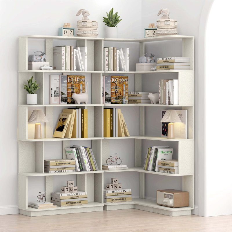 Bibliothèque de coin peu encombrante et extensible, ensemble de 2 tablettes, disponible en chêne et 4 autres couleurs