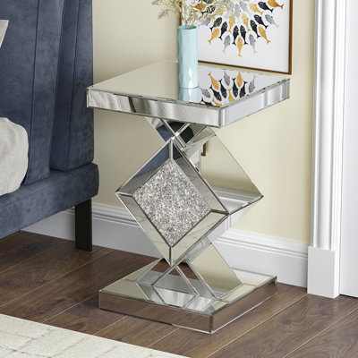 Pedestal Glass End Table Square Small Coffee Table