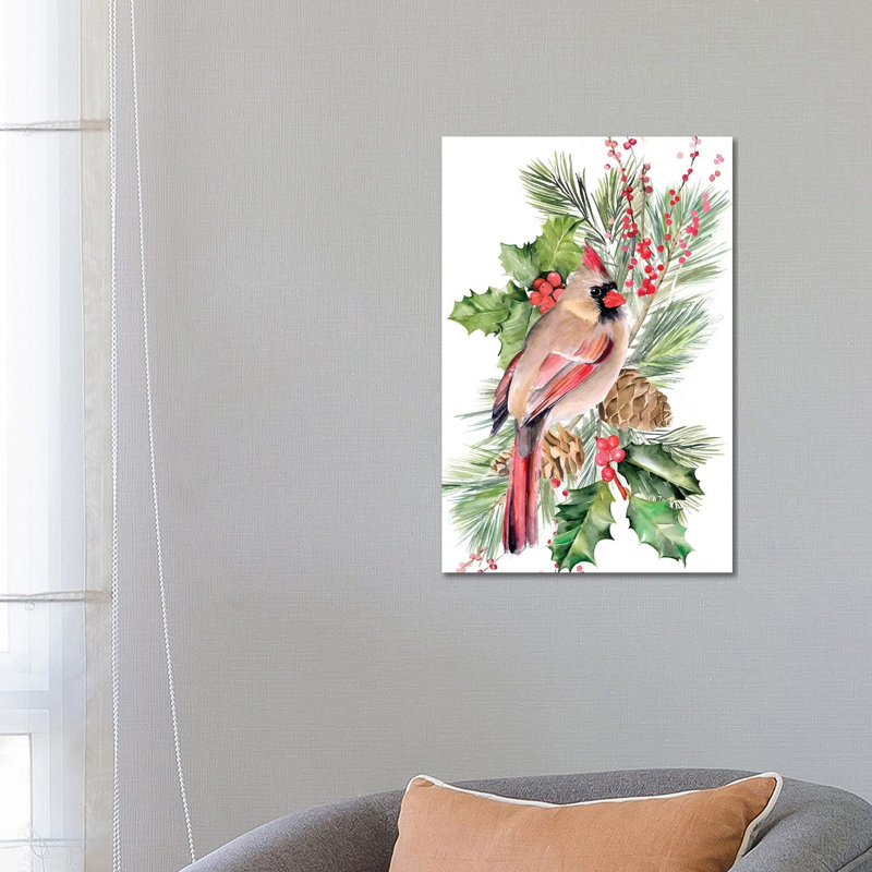 Cardinal Holly Christmas Collection B by Jennifer Paxton Parker - Wrapped Canvas Gallery-Wrapped Canvas Giclée