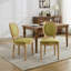 Chaise de salle à manger de style français à 2 pièces en lin olive avec dossier et structure en bois d'hévéa massif, rembourrage en mousse, hauteur de 37,4 po-1044745428