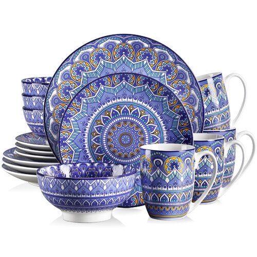 Bungalow Rose Mandala Porcelain China Dinnerware Set - Service for 4 ...
