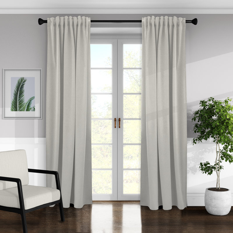 Alia Velvet Solid Color Room Darkening Rod Pocket Single Curtain Panel, 50" W x 132" L, Ivory