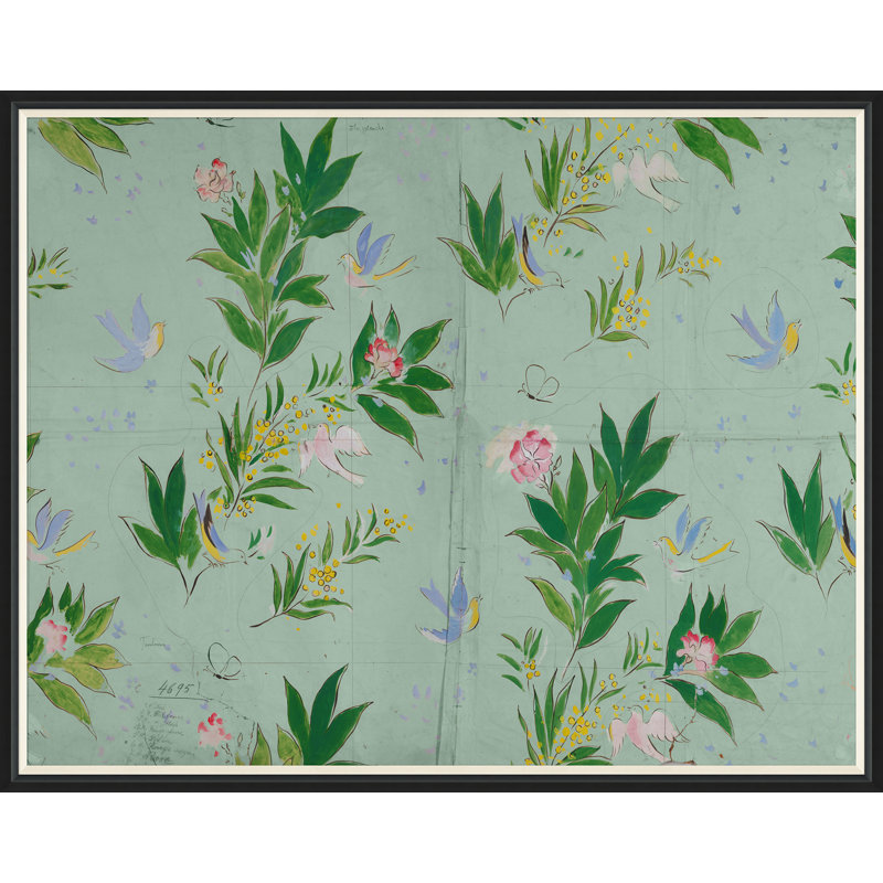Doves Print by Paule Marrot, Black Framed, 43" H x 54" W x 1.25" D