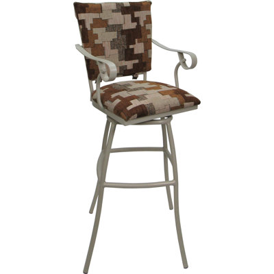Tabouret de bar intérieur extérieur 30 po - Dossier rembourré avec accoudoirs