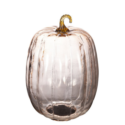 Citrouille en verre orange 8,5 x 8,5 x 13 po, décor de citrouille pour le Festival d'automne des Fêtes et l'Action de grâce