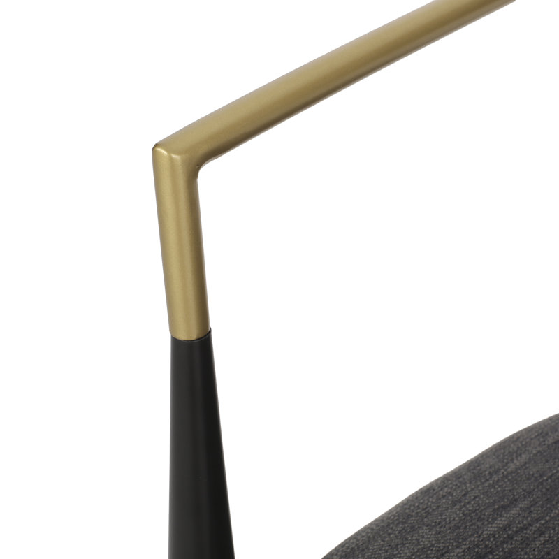 Tabouret de bar 29,75 po Amen, Tissu gris anthracite / base noire, Tabouret de comptoir (siège d'une hauteur de 25 p