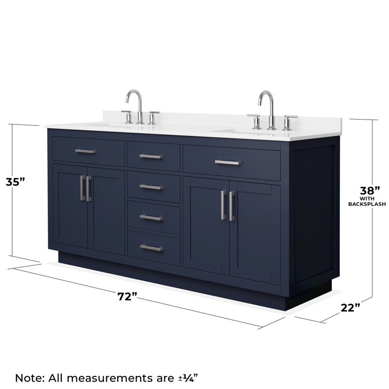 Beckett TK 72'' W Vanity, 8" Center, Brushed Nickel, Blue