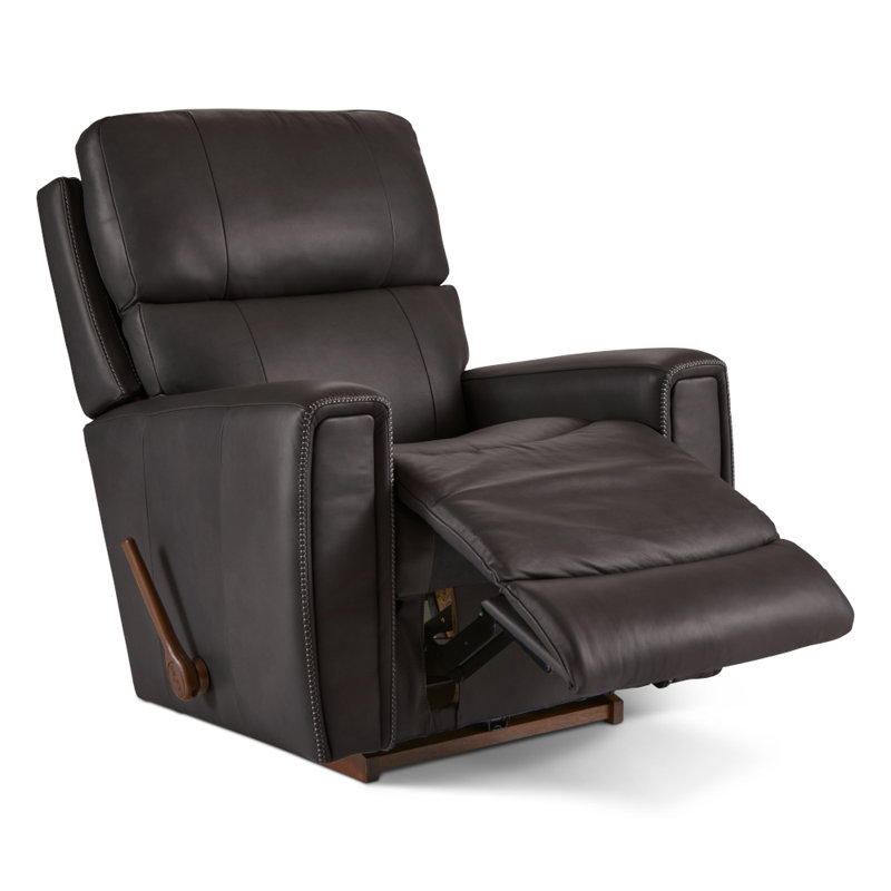 Apollo Leather Match Rocking Recliner, Slate Leather Match, Manual