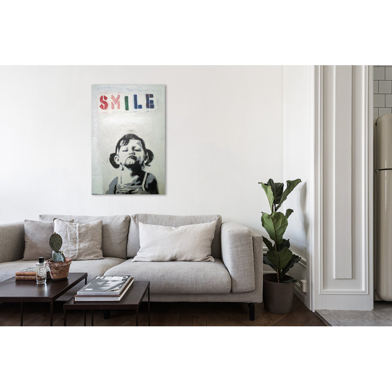 Smile by Banksy - Wrapped Canvas Print, 46 cm H x 30 cm W x 4 cm D