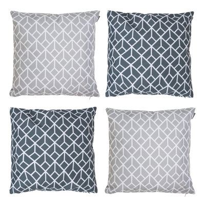 Art Deco Indoor-Outdoor Cushion, Pack of 4, Mixed Grey