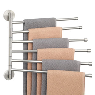 6-Arm Wall Mounted Stainless Steel Swivel Towel Rack