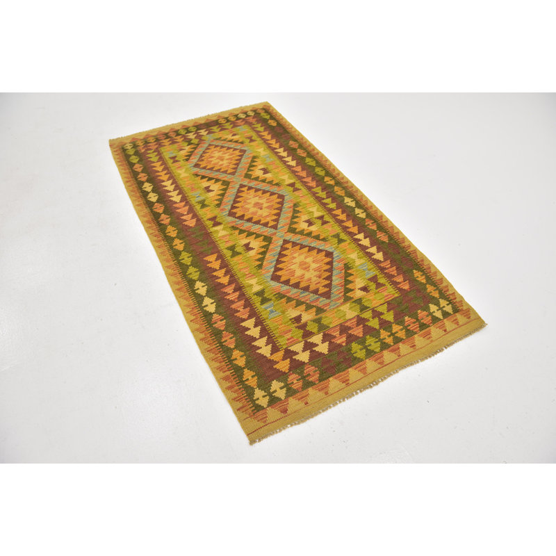 Tapis de zone en laine 3 pi 6 po x 6 pi 5 po one-of-kind noué la brown Lorain