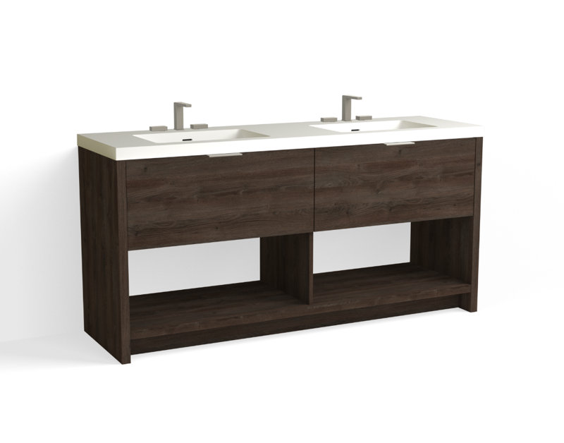 Vista 72" W Freestanding Double Bathroom Vanity, White Matte, Biondo/Matte Black, 8" Widespread