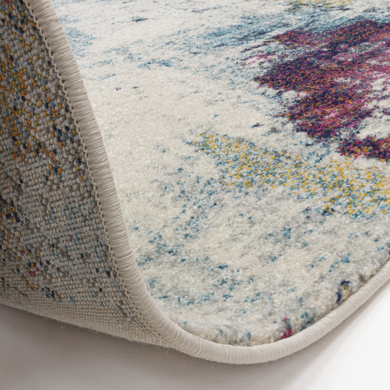 Ruddie Textured Distressed Polypropylene Area Rug - Artistic Living & Dining Room, Rectangle 120 x 170 cm