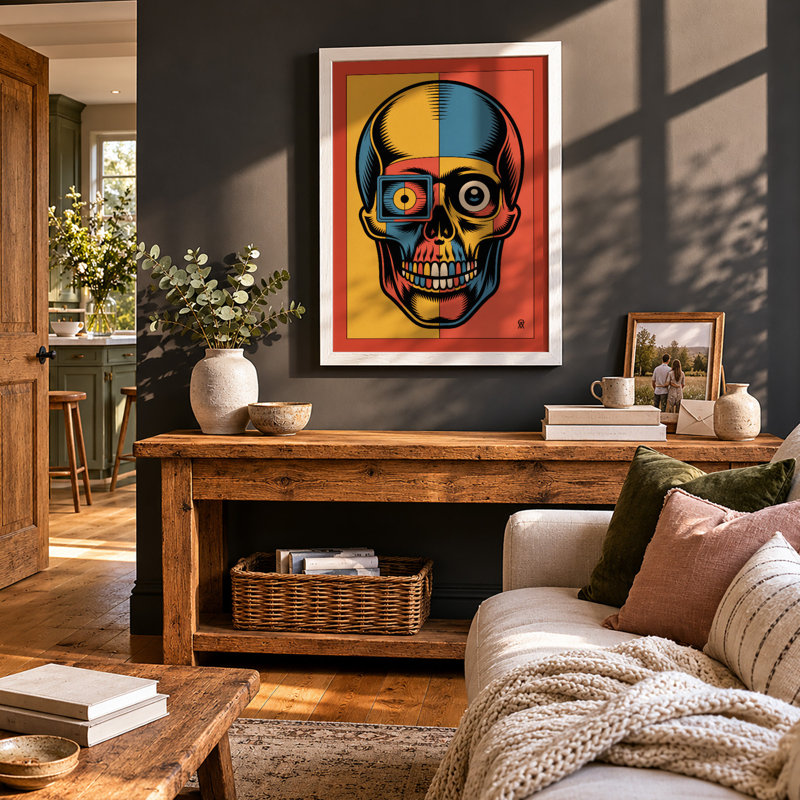 Divided Skull Modern - Print, A1 - 84.1 x 59.4 cm, White