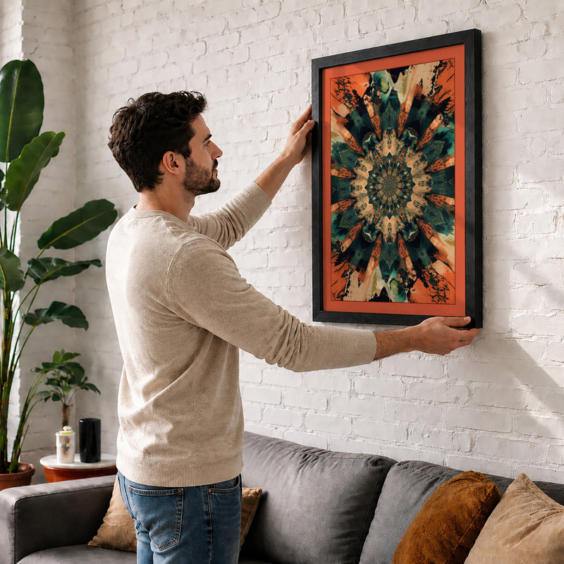 Mandala Symmetry Geometric - Print, Black, A4 - 29.7 x 21.0 cm