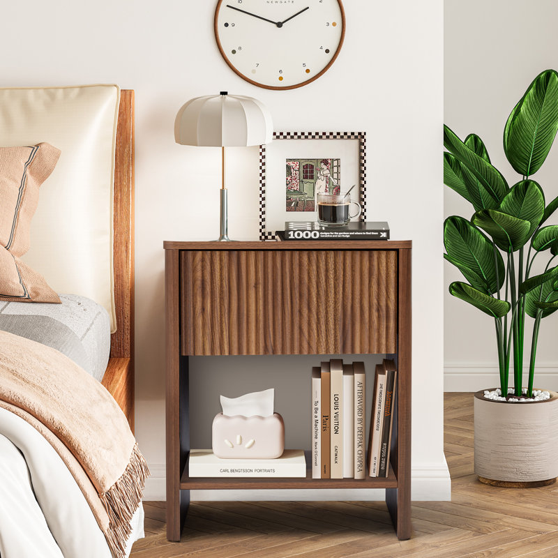 Yusdel 2 - Drawer End Table Set, Walnut