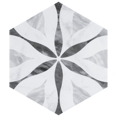 Carreau de porcelaine à motif hexagonal 7 po x 8 po Classico Bardiglio