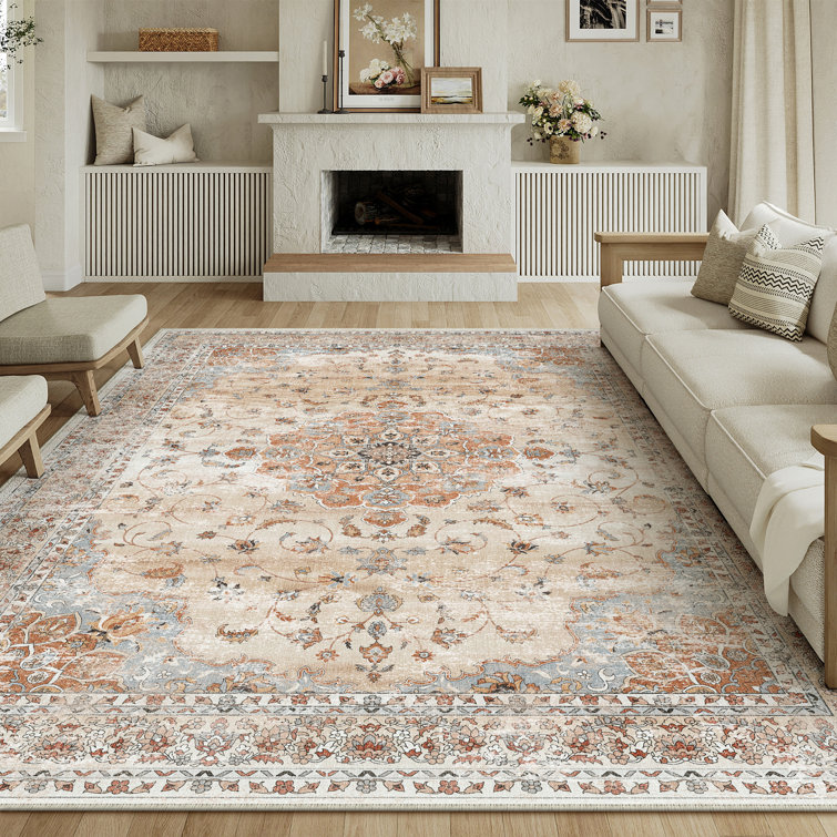 Haven Classic Persian Style Area Rug in Terracotta Orange