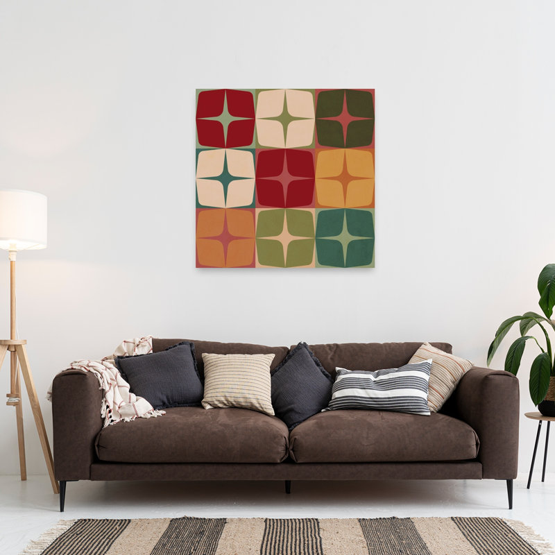 Impression d'art mural abstrait Mid-Century, 36" H x 36" W