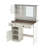 Farmhouse Makeup Vanity Desk With Mirror And Lights,Dressing Table Set With Charging Station And Stool,Drawers,Shelves And Side Cabinet,White-1432231658