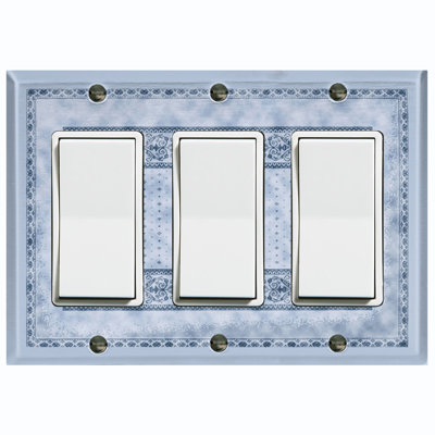 Elegant Green Carpet Rug Print Nature Themed 3 - Gang Rocker Standard Wall Plate