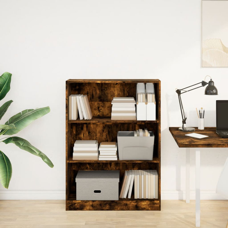 Athema Standard Bookcase, Smoked Oak, (2 Shelves) 76cmH x 60cmW x 24cmD