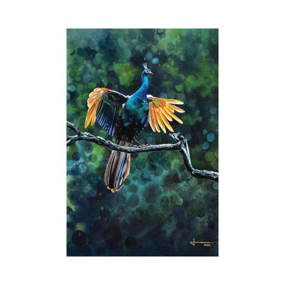 Peacock Take Off by Liam Kumawat - Wrapped Canvas Gallery-Wrapped Canvas Giclée