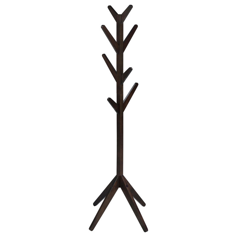 Ramires Solid Wood Coat Rack Clothing Hanger, Cappuccino