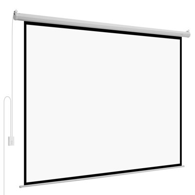 Motorized Projector Screen, 120 inch 4:3 1080 HD Electric Projector Screen, Wall Mounted Projection Dispaly Projector with Remote Control, Automatic Movie Screen for Family Home Office Theatre