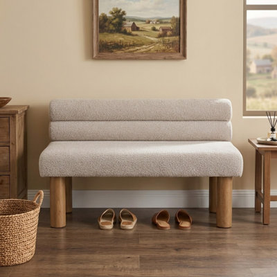 Banc contemporain rembourré avec assise souple et support de 300 lb pour la chambre à coucher, le vestibule et le salon