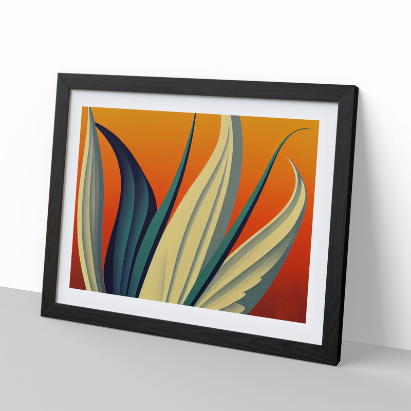 Inspiring Plant Leaf Abstract - Framed Print, Black Framed, 34cm H x 46cm W x 2cm D
