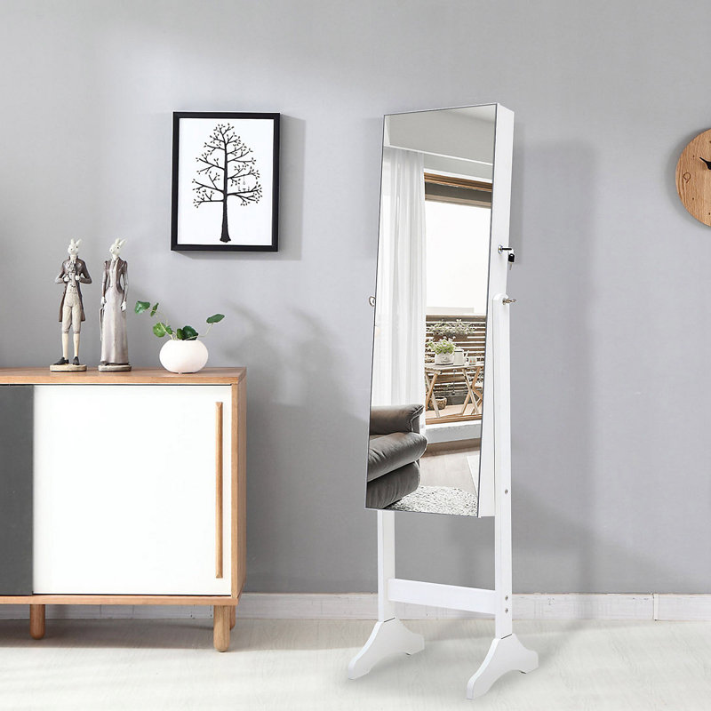 Elrod 15.8'' Wide Jewelry Armoire, White, Solid + Manufactured Wood