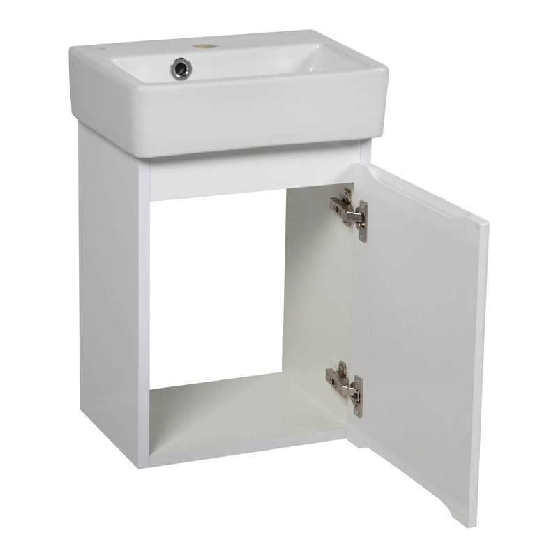 Meuble-lavabo simple avec plateau 14,56 po Heerke, Blanc ultrabrillant