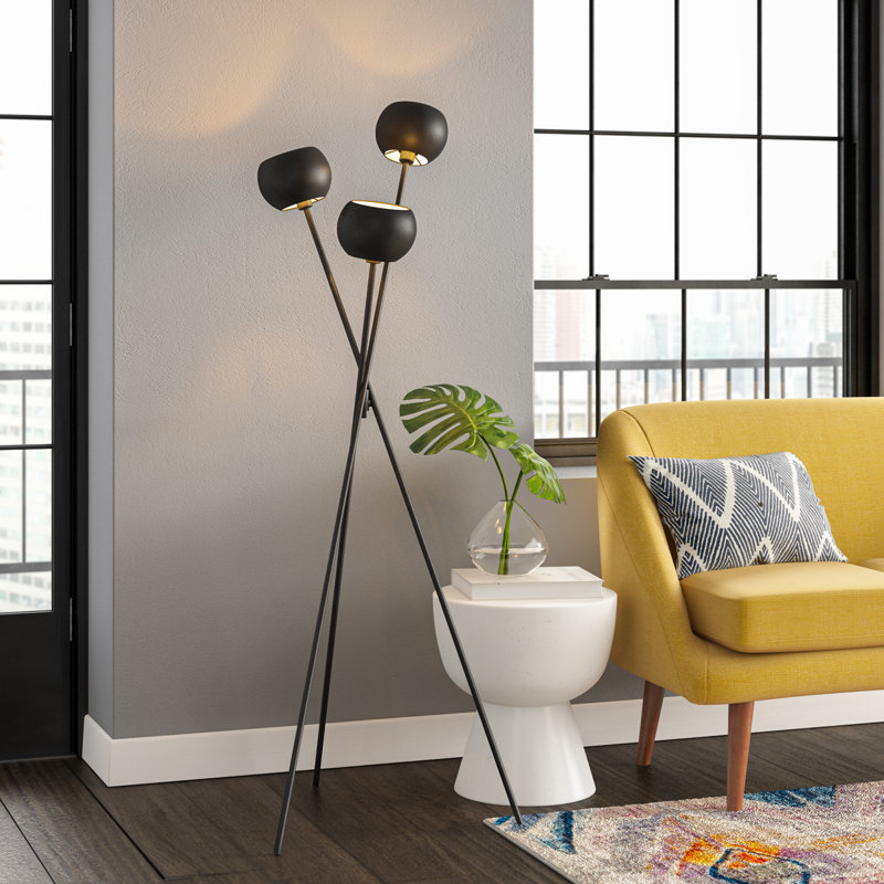 Lampe trépied 62,3 po Kenner, Noir, Cuivre