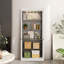 Kitchen Pantry Cabinet with Touch LED Lights, 3-Tier Storage Cabinet with Double Doors for Dining Room & Office, Sturdy Iron Frame, White