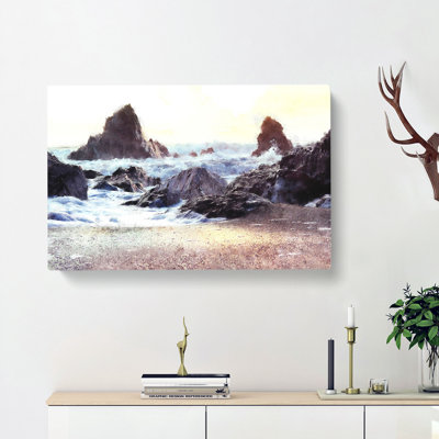 Ocean Crashing Against Rocks - Wrapped Canvas